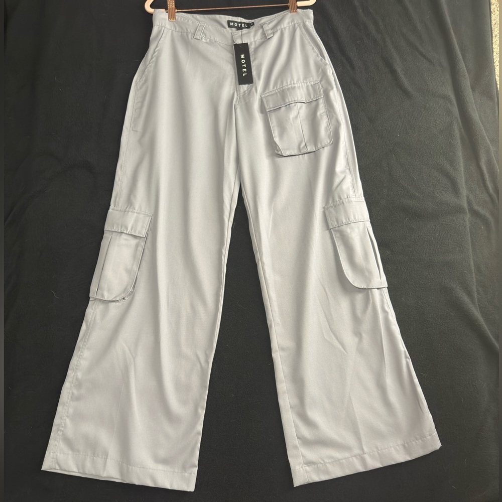 Motel Rocks Light Gray Cargo Pants - Picture 1 of 5
